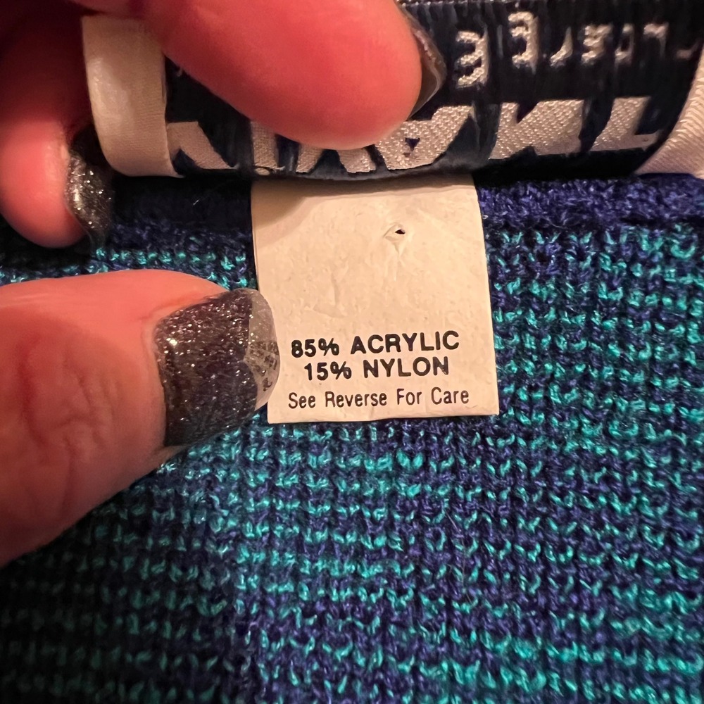 Vivanti VTG‎ Signature V Neck Diamond Sweater Blue Teal Size M Made in the USA - Picture 3 of 7